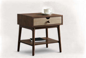 high resolution photo of side table beside bed on transparent background