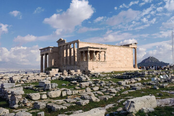 Scenic view of Athens, Greece with ancient ruins against a backdrop of modernity