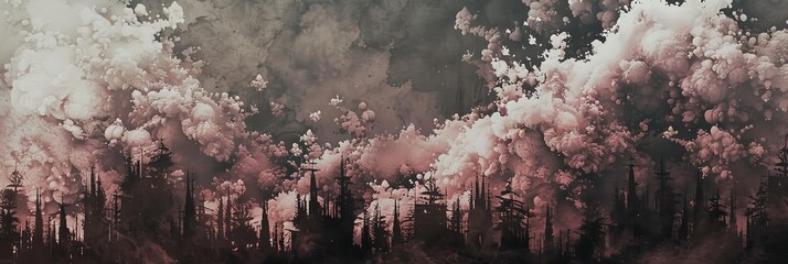 Mystical Industrial Skyline Under Heavy Clouds