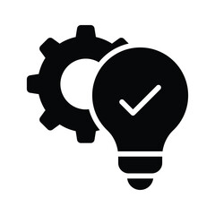 Gear with lightbulb showing concept icon of idea management