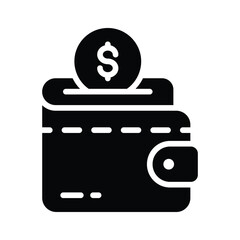 Vector of cash wallet, icon of wallet having dollar coin in editable style