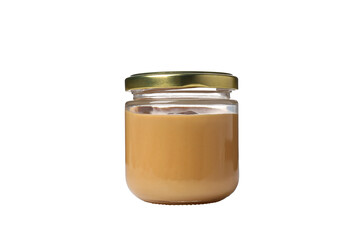 PNG, peanut paste in a jar, isolated on white background.