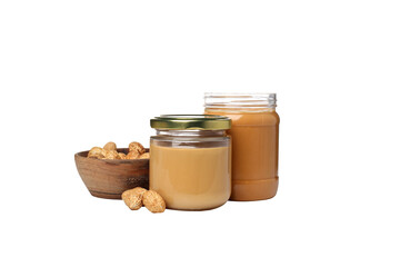 PNG, peanut paste in a jar, isolated on white background.