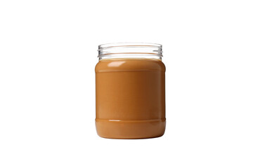 PNG, peanut paste in a jar, isolated on white background.