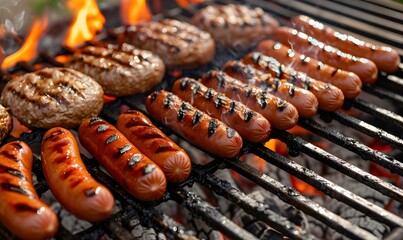 Grilling hot dogs and hamburgers, Generative AI