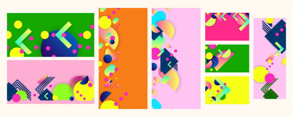 Set geometric colors fluid shapes eps 10. Flowing and liquid abstract gradient background for banner, poster or book. Vector design