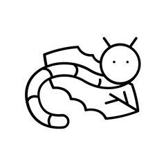 caterpillar with leaf. outline icon