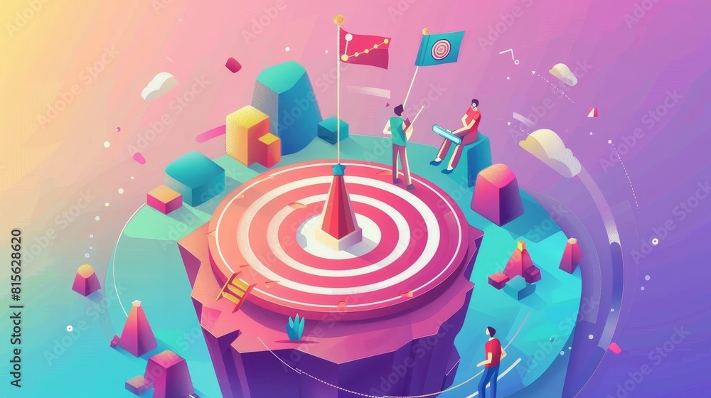 Poster achievement banner. concept of achieving objectives and achieving purpose. modern landing page with 