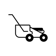 lawn mower icon. black fill icon