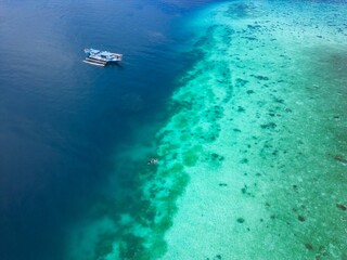 Aerial view of Mantigue Island, Camiguin in the Philippines