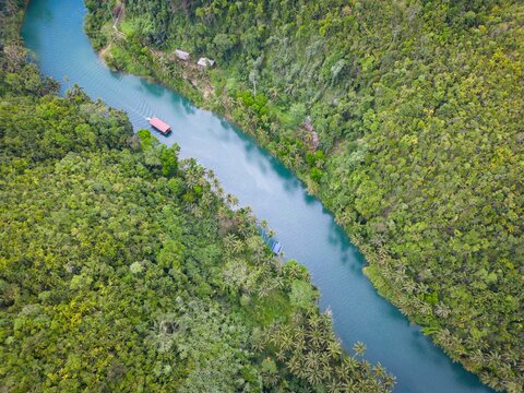 Aerial view of Loboc River, Bohol in the Philippines