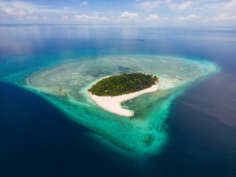 Aerial view of Mantigue Island, Camiguin in the Philippines