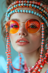 Trendy woman in vintage sunglasses