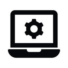 Gear inside laptop showing concept icon of laptop setting