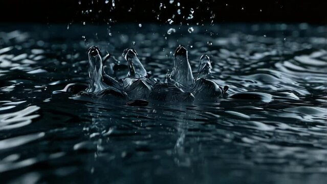 Fingers touch the surface of the water. AI.
