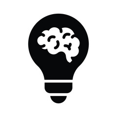Brain inside lightbulb, concept icon of brainstorming in trendy style