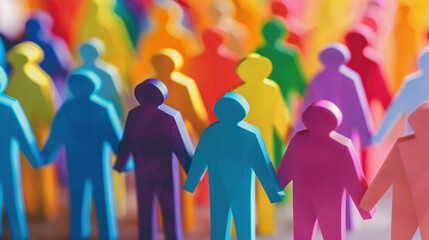 People of all colors holding hands, inclusive business mindset values dignity and respect for all individuals