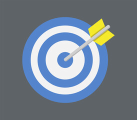 Digital illustration of an archery target, featuring a bullseye with an arrow embedded in the center