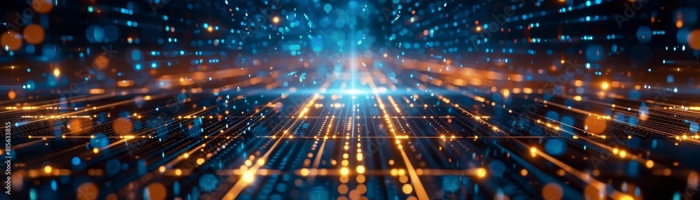 Poster quantum computer concept with cpu processor quantum