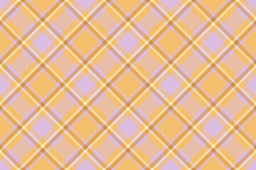 Festive pattern textile plaid, 60s tartan seamless texture. Unique check background vector fabric in amber and light colors.