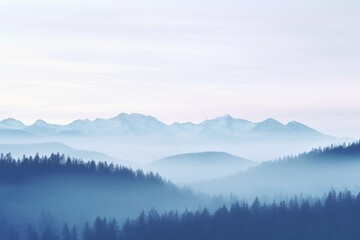 Obraz premium Mountains in the fog. AI generated