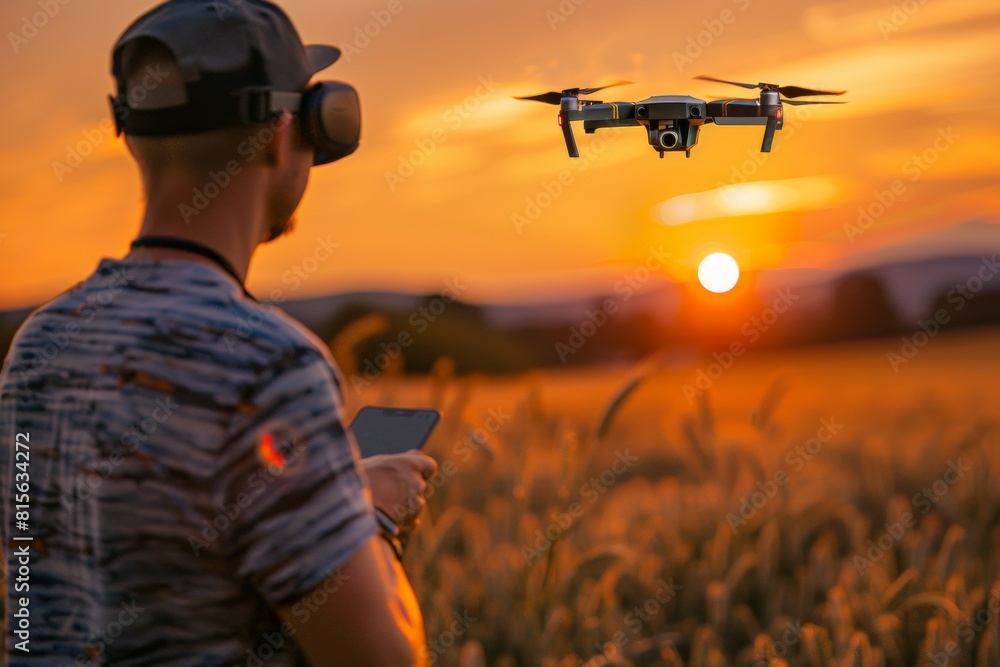 Poster advanced drone technology supports sustainable farming by optimizing the use of small, multifunction
