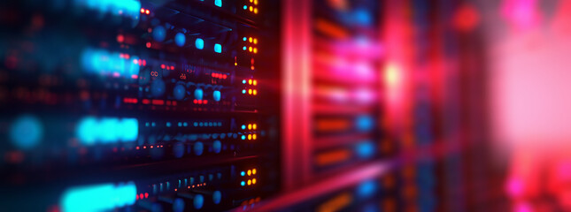 Obraz premium data center with server rack, close up, 