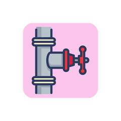 Pipe and valve line icon. Connection, supply, tube outline sign. Plumbing and equipment concept. Vector illustration for web design and apps