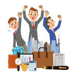 ビジネスシーンとビジネスマンの成功イメージ