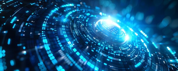 Obraz premium Futuristic cyberspace digital technology abstract banner background with Neon Lights Glowing