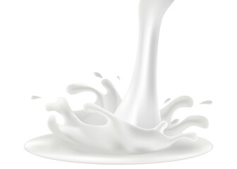 Milk Splash. Realistic Milk Drop Isolated on Transparent Background. Vector Illustration for Product Design or Advertising Needs.	