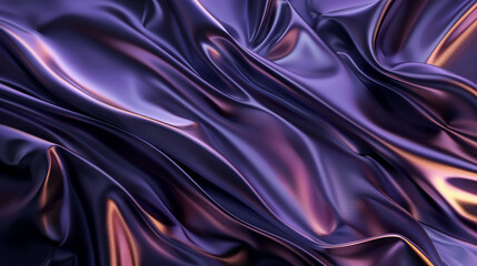 Obraz premium Sumptuous purple satin fabric elegantly draped, showcasing rich hues and a luxurious glossy finish