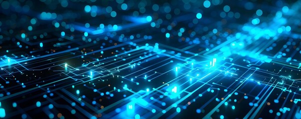 Abstract futuristic technology background of global high speed digital data transfer, ultra fast broadband and connection, digital cyber tech motion with neon lights