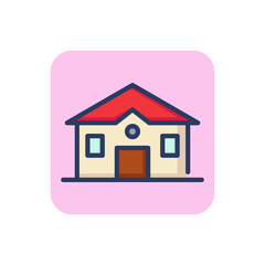 Suburban family house line icon. Home, ethnic cottage, building outline sign. Architecture, real estate, mortgage concept. Vector illustration, symbol element for web design and apps
