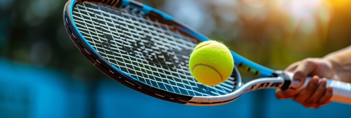 Tennis player hitting ball with racket. Sports banner concept for tournaments and competitions