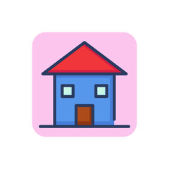 Traditional home line icon. Family house with windows and door outline sign. Architecture, real estate, property concept. Vector illustration, symbol element for web design and apps