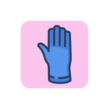 Protective glove line icon. Hand, rubber, finger outline sign. Work safety and protection concept. Vector illustration for web design and apps