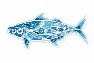 Fototapeta premium illustration of an elegant blue sardine, 