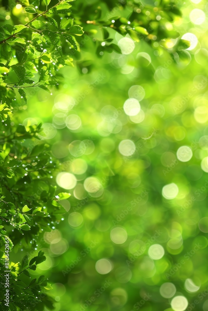 Poster mesmerizing abstract green bokeh lights blur, ideal for captivating background visuals