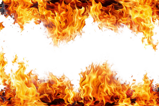 burning frame on a transparent background, mockup, space for text