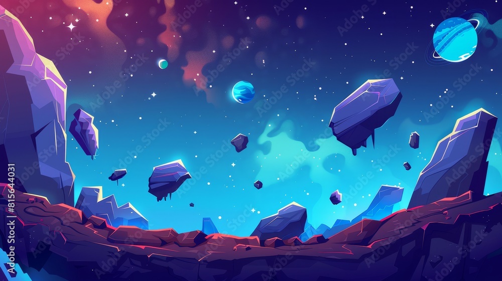 Poster the surface of an alien planet is depicted with cracks and stones. an illustration of a dangerous sp