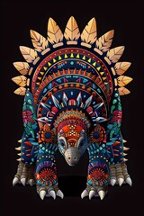 Resilient Ankylosaurus Totem with Native American Motifs