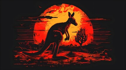 Resilient Kangaroo Leaping in the Vibrant Australian Outback at Dusk