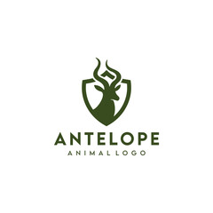 antelope silhouette logo in green on a white background design vector illustration