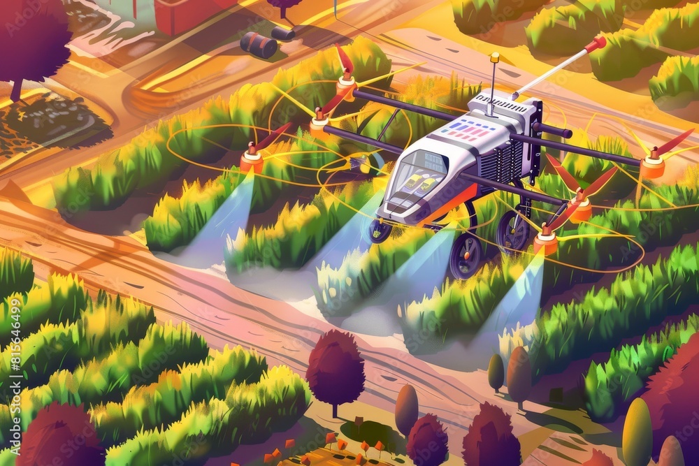 Poster sprawling cornfields benefit from sustainable management and precision farming through advanced tech