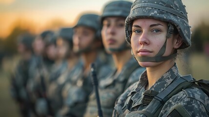 Fototapeta premium Portrait of a confident young female soldier