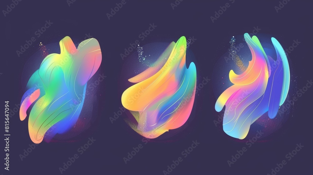 Poster an abstract blur spot in holography. a modern 3d chameleon y2k aura shape gradient texture. an isola