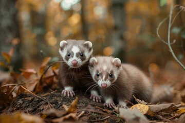 Cute adorable ferret close up