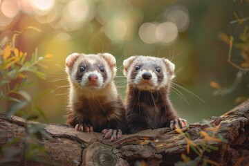 Fototapeta premium Cute adorable ferret close up