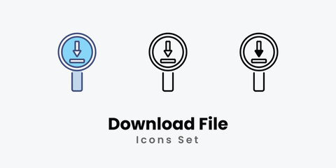 Download File Icons thin line and glyph vector icon stock illustration